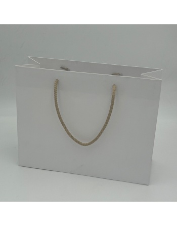 Bolsa papel 18+9x24 cm  lujo personalizada stock blanca