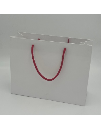 Bolsa papel 18+9x24 cm  lujo personalizada stock blanca