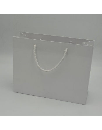 Bolsa papel 18+9x24 cm  lujo personalizada stock blanca