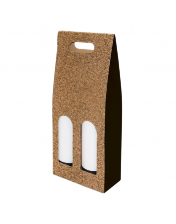 Estuche bodega Corcho 2 botellas 18x9x40 cm con ventana