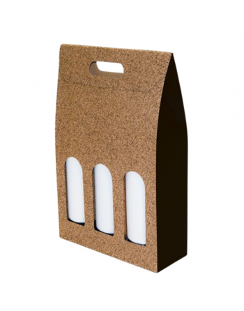 Estuche bodega Corcho 3 botellas 27x9x40 cm con ventana