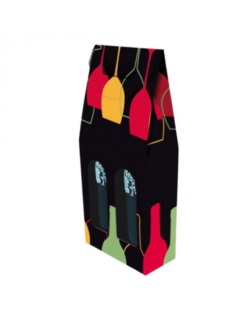 Estuche bodega Copas 2 botellas 18x9x40 cm con ventana