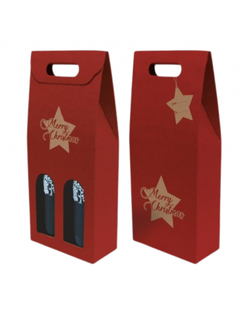 Estuche bodega Navidad 2 botellas 18x9x40 cm con ventana