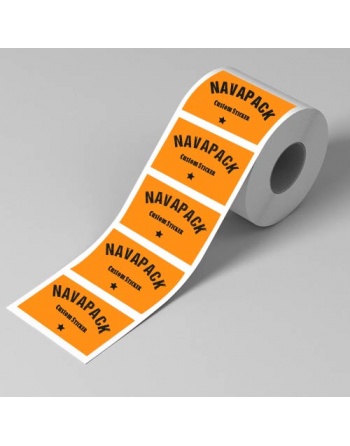 Etiquetas adhesivas en rollo Papel naranja Fluor 85x45mm